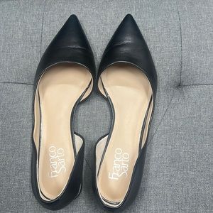 Black leather flats